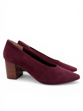 NWOB Seychelles Suede Burgundy Block Heel Pointed Toe Pumps Size 8.5